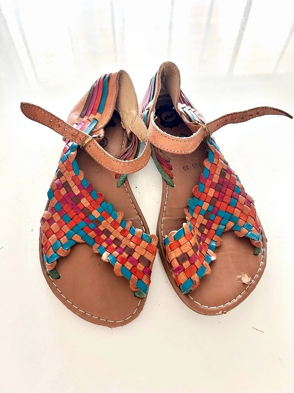 Rivera Woven Leather Sandals Brown & Multicolor US 8.5